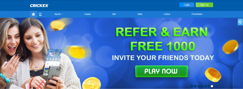 Refer and earn free 1000 promo from Crickex casino